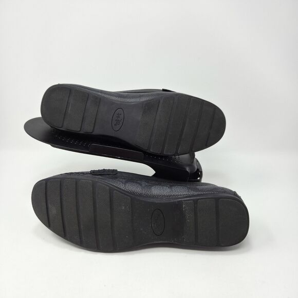 Coach Olive Loafers Black Gray Signature Logo Print Canvas Leather Size 8 - Picture 3 of 4